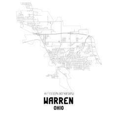 Fototapeta na wymiar Warren Ohio. US street map with black and white lines.