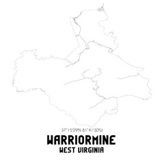 Warriormine West Virginia. US street map with black and white lines.
