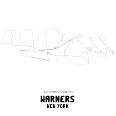 Warners New York. US street map with black and white lines.
