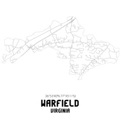 Warfield Virginia. US street map with black and white lines.