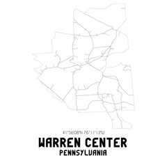 Warren Center Pennsylvania. US street map with black and white lines.