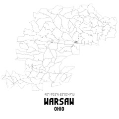 Fototapeta premium Warsaw Ohio. US street map with black and white lines.