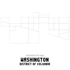 Washington District of Columbia. US street map with black and white lines.