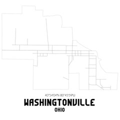 Washingtonville Ohio. US street map with black and white lines.