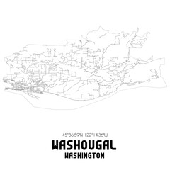 Washougal Washington. US street map with black and white lines.