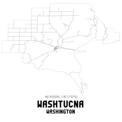 Washtucna Washington. US street map with black and white lines.