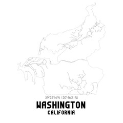 Washington California. US street map with black and white lines.
