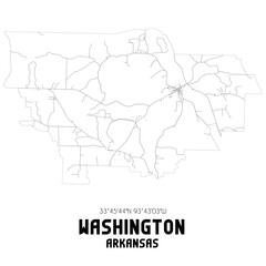 Washington Arkansas. US street map with black and white lines.