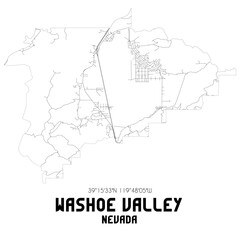 Washoe Valley Nevada. US street map with black and white lines.