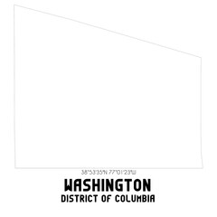 Washington District of Columbia. US street map with black and white lines.