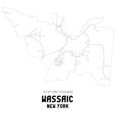 Wassaic New York. US street map with black and white lines.