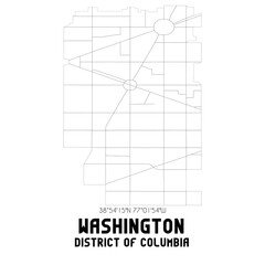 Washington District of Columbia. US street map with black and white lines.