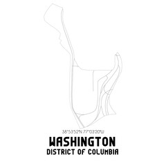 Washington District of Columbia. US street map with black and white lines.