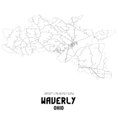 Waverly Ohio. US street map with black and white lines.