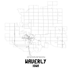 Fototapeta premium Waverly Iowa. US street map with black and white lines.