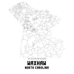 Waxhaw North Carolina. US street map with black and white lines.