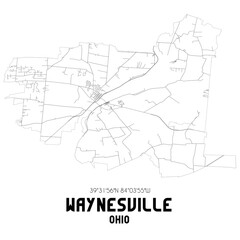 Waynesville Ohio. US street map with black and white lines.