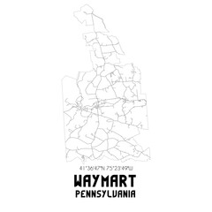 Waymart Pennsylvania. US street map with black and white lines.