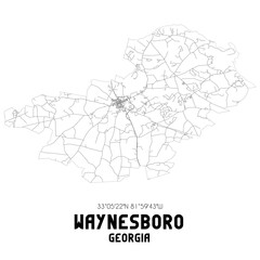 Waynesboro Georgia. US street map with black and white lines.