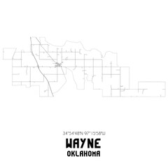 Wayne Oklahoma. US street map with black and white lines.