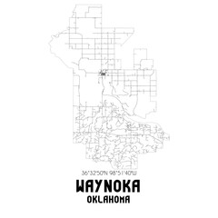Fototapeta na wymiar Waynoka Oklahoma. US street map with black and white lines.