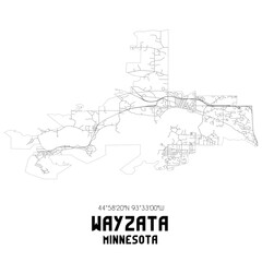 Wayzata Minnesota. US street map with black and white lines.