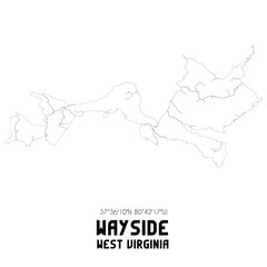Wayside West Virginia. US street map with black and white lines.