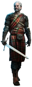 Celtic Warrior With Sword 3D Illustration	