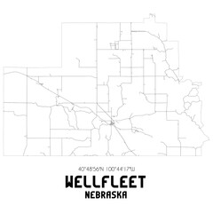 Wellfleet Nebraska. US street map with black and white lines.