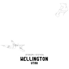 Wellington Utah. US street map with black and white lines.
