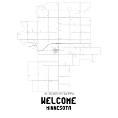 Welcome Minnesota. US street map with black and white lines.