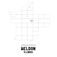 Weldon Illinois. US street map with black and white lines.