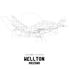 Wellton Arizona. US street map with black and white lines.