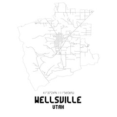Wellsville Utah. US street map with black and white lines.