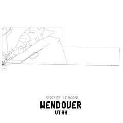 Wendover Utah. US street map with black and white lines.