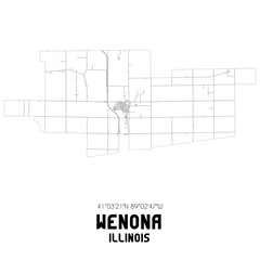 Wenona Illinois. US street map with black and white lines.