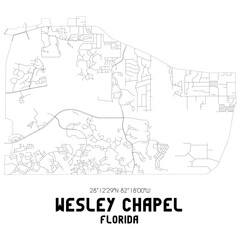 Fototapeta na wymiar Wesley Chapel Florida. US street map with black and white lines.