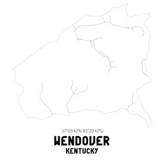 Wendover Kentucky. US street map with black and white lines.