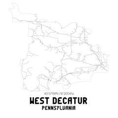 West Decatur Pennsylvania. US street map with black and white lines.