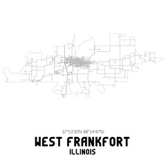 West Frankfort Illinois. US street map with black and white lines.