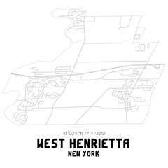 West Henrietta New York. US street map with black and white lines.