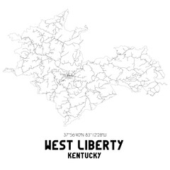 West Liberty Kentucky. US street map with black and white lines.