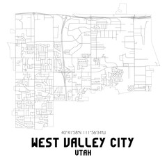 Obraz premium West Valley City Utah. US street map with black and white lines.