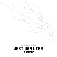 West Van Lear Kentucky. US street map with black and white lines.