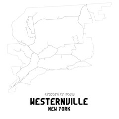 Westernville New York. US street map with black and white lines.