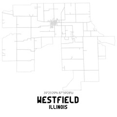 Westfield Illinois. US street map with black and white lines.