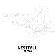 Westfall Oregon. US street map with black and white lines.