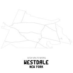 Westdale New York. US street map with black and white lines.