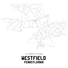 Westfield Pennsylvania. US street map with black and white lines.