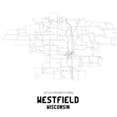 Westfield Wisconsin. US street map with black and white lines.